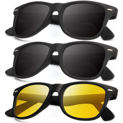 KALIYADI Polarized Sunglasses for Men and Women Matte Finish Sun glasses Color Mirror Lens UV Blocking (3 Pack)
