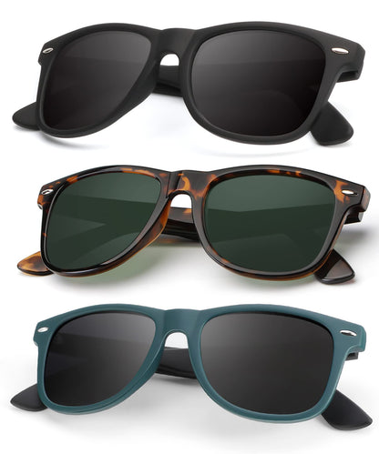 KALIYADI Polarized Sunglasses for Men and Women Matte Finish Sun glasses Color Mirror Lens UV Blocking (3 Pack)
