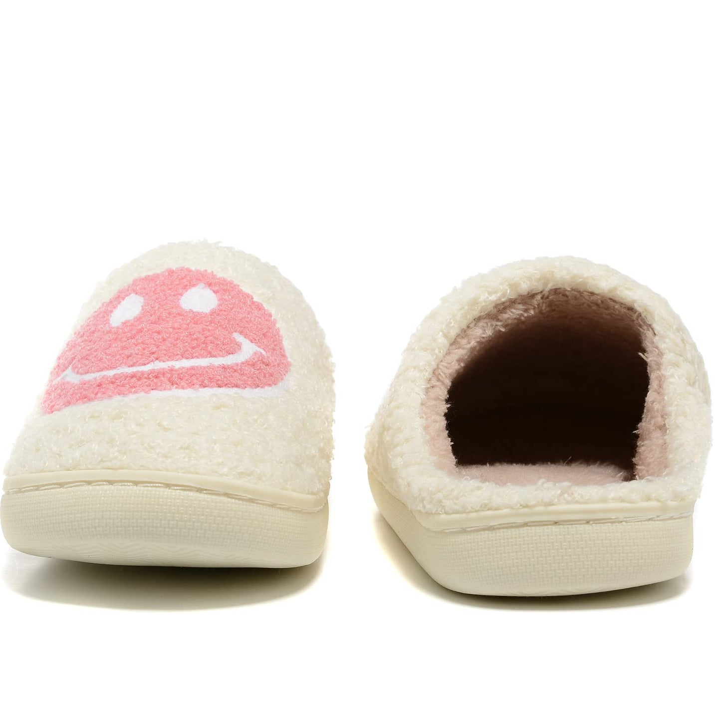 Retro Fuzzy Face Slippers for Women Men, Retro Soft Fluffy Warm Home Non-Slip Couple Style Casual Smile Face Slippers Indoor Outdoor Anti-Skid Warm Cozy Foam Slide Fuzzy Slides with Soft Memory Foam Shoes