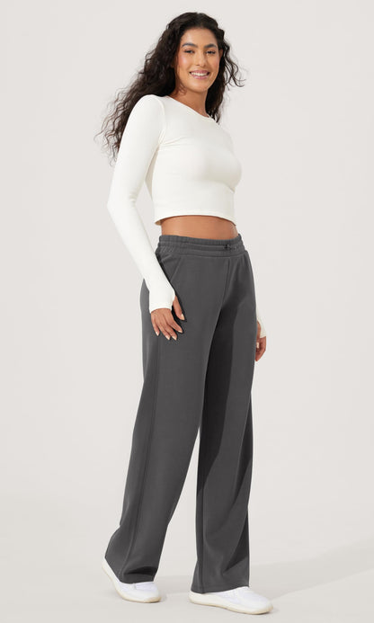 ODODOS Women's Modal Soft Wide Leg Pants with Pockets Adjustable Shockcord High Waist Casual Lounge Pants-27/29/31" Inseam