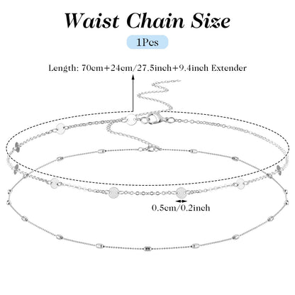 Gold Waist Chain, Layered Gold Chain Belt, Adjustable Waist Beads for Women Sexy Bikini Belly Chain, Boho Body Chain jewelry for Women