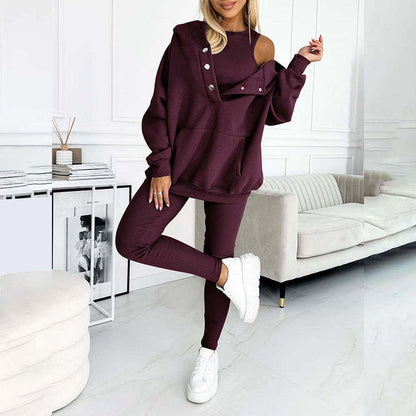 Lounge Sets for Women - 2 Piece Button Thick Outfits Sweatsuit Hoodies with Pants Fall Jogging Track Suits for Women