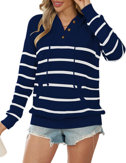 CiCiBird Women Fall Hoodies Sweater Knit V Neck Tops Oversized Fashion Pullover Casual Long Sleeve Shirts with Pockets