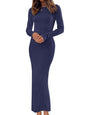 MEROKEETY Women's 2024 Long Sleeve Bodycon Sweater Dress Fall Crew Neck Ribbed Knit Maxi Dresses