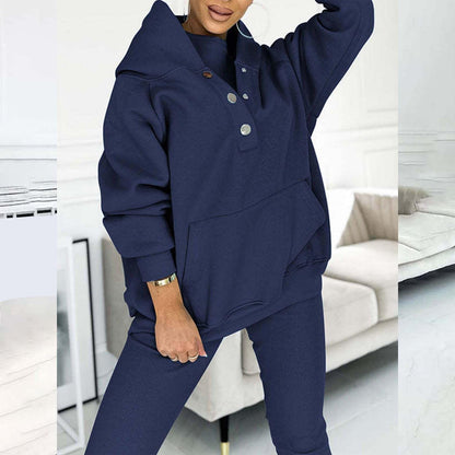 Lounge Sets for Women - 2 Piece Button Thick Outfits Sweatsuit Hoodies with Pants Fall Jogging Track Suits for Women