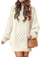 ANRABESS Women Long Sleeve Oversized Cable Knit Chunky Baggy Loose Pullover Tunic Mini Sweater Dress 2024 Trendy Fall Outfits
