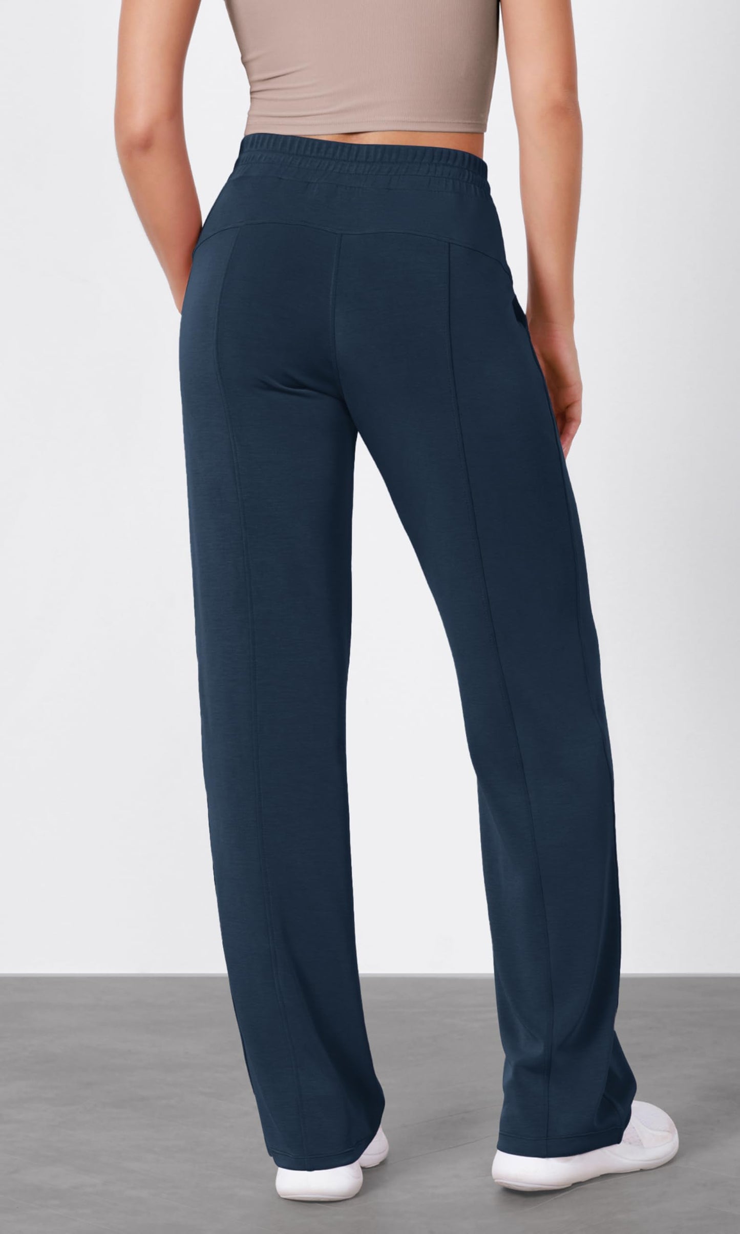 ODODOS Women's Modal Soft Wide Leg Pants with Pockets Adjustable Shockcord High Waist Casual Lounge Pants-27/29/31" Inseam
