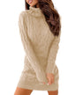 Langwyqu Womens Cable Knit Sweater Dress Sexy Long Sleeve Bodycon Turtleneck Mini Fall Sweaters Dresses