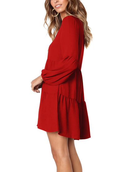 Amoretu Women Summer Tunic Dress V Neck Casual Loose Flowy Swing Shift Dress