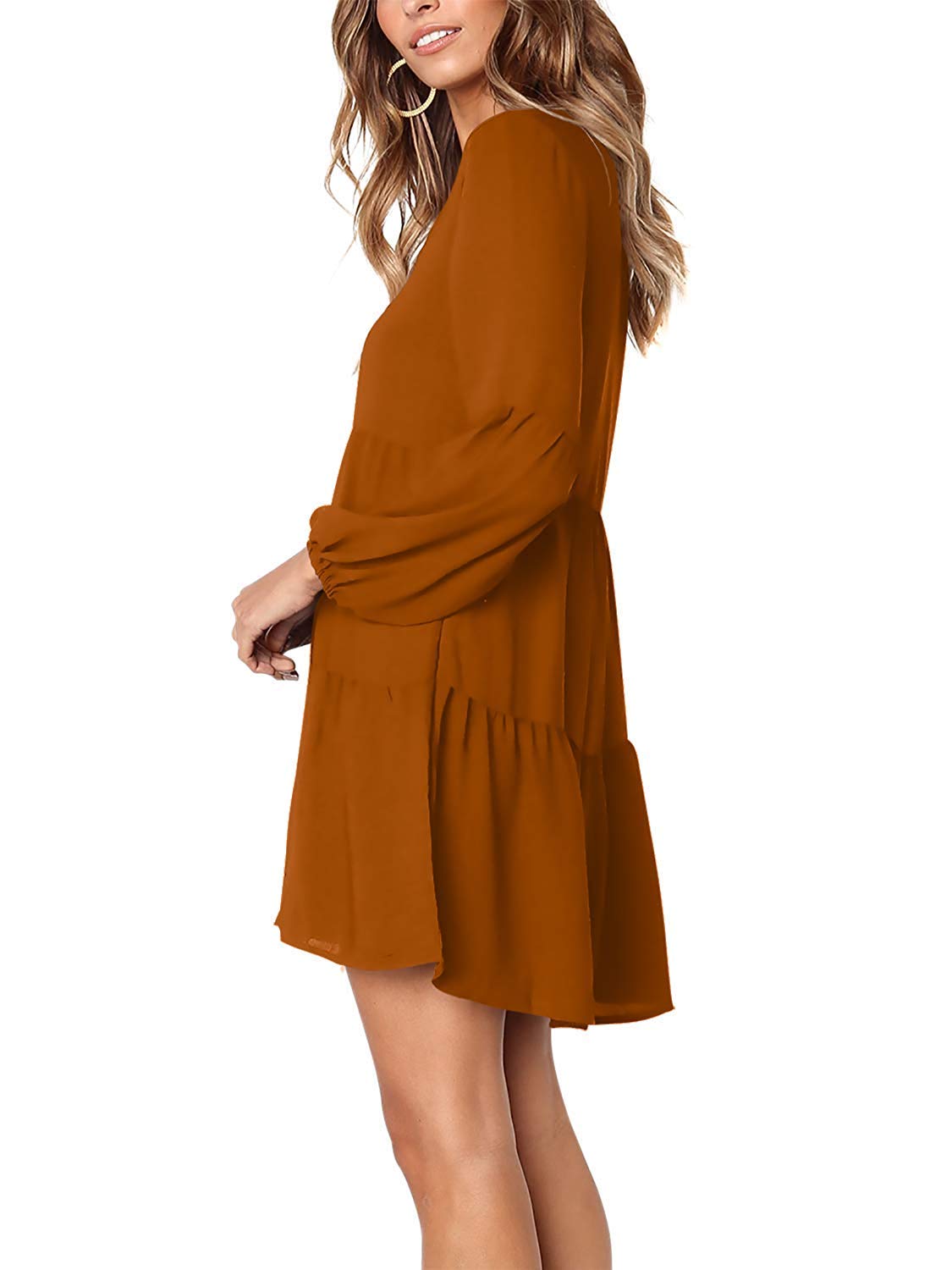 Amoretu Women Summer Tunic Dress V Neck Casual Loose Flowy Swing Shift Dress