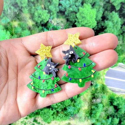 Christmas Tree Earrings for Women Xmas Earrings Colourful Christmas Tree Drop Dangle Earrings Christmas Tree Cake Earrings Christmas Tree Cat Earrings Acrylic Christmas Holiday Jewelry