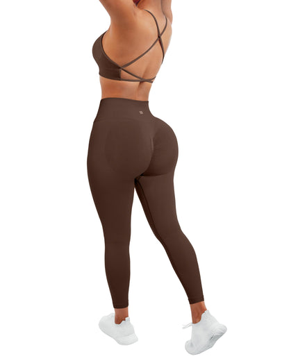 SUUKSESS Women Seamless Workout Sets Strappy Sports Bra High Waist Booty Leggings Outfits