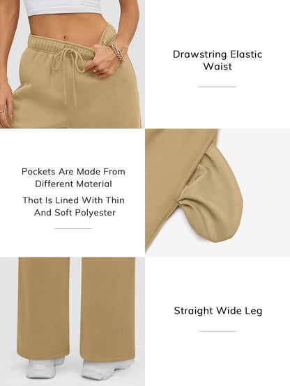 ATHMILE Womens Sweatpants 2024 Baggy Wide Fleece Lined Straight Leg Pants
