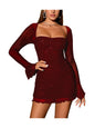 Women's Sheer Long Sleeve Sequin Bodycon Mini Dress Sexy Sparkly Ruched Mesh Party Going Out Dresses