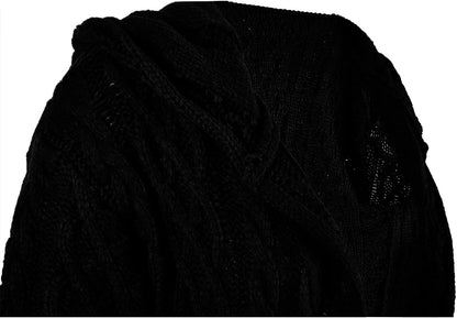 NIUBIA Womens Casual Long Sleeve Open Cardigan Warm Hooded Outwear Coat Cable Knit Long Cardigan Sweaters with Pockets
