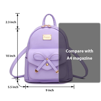 I IHAYNER Girls Bowknot Cute Leather Backpack Mini Backpack Purse for Women