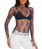 WIHOLL Womens Mesh Sheer Tops Sexy Crew Neck Summer Loose FIt Party Clubwear Shirts