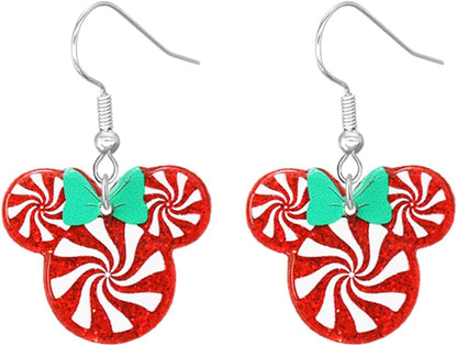 Christmas Earrings for Women Cute Colorful Acrylic Christmas Santa Claus Tree Gingerbread Men Earrings Funny Christmas Cat Dinosaur Earrings Xmas New Year Party Earrings Holiday Earrings