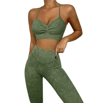 ABOCIW Workout Sets for Women 2 Piece Ribbed Seamless High Waist Scrunch Butt Leggings with Sport Bra Gym Yoga Outfits
