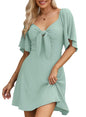 Dokotoo Womens Dresses 2024 Fall Summer Deep V Neck Elegant Bow tie Mini Dress S-XL