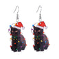 coadipress Christmas Cat Earrings for Women Cute Funny Christmas Cat Animal Earrings Lovely Santa Hat Kitten Christmas Socks Cat Christmas Tree Cat Earrings Xmas Holiday Earrings