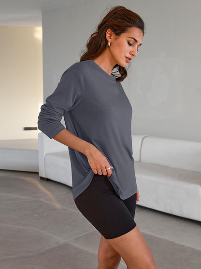 Trendy Queen Womens Oversized Long Sleeve T Shirts Basic Crewneck Tee Fall Tops Casual Workout Fashion Casual Y2K Clothes