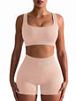 OQQ Workout Outfits for Women 2 Piece Seamless Ribbed High Waist Leggings with Sports Bra Exercise Set…