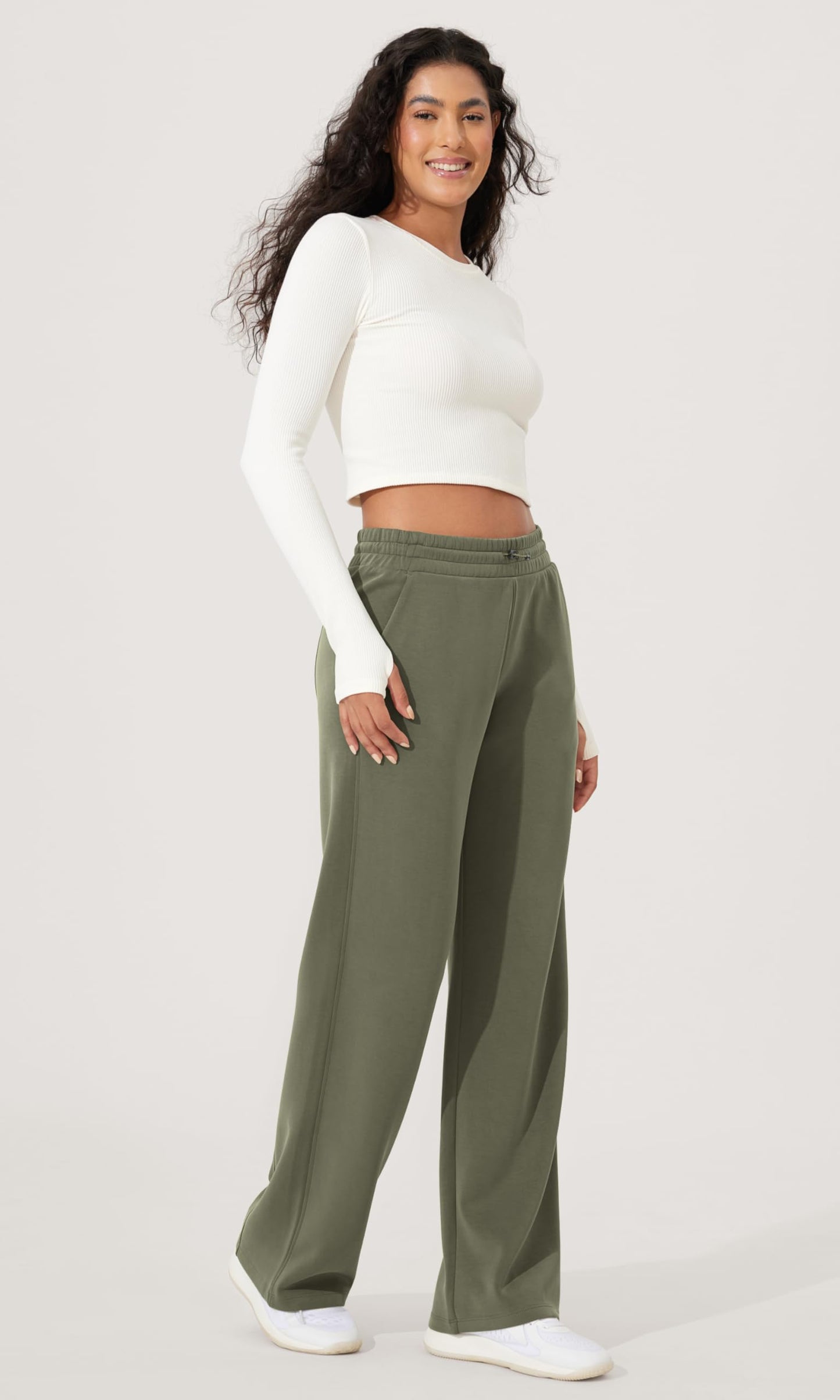 ODODOS Women's Modal Soft Wide Leg Pants with Pockets Adjustable Shockcord High Waist Casual Lounge Pants-27/29/31" Inseam