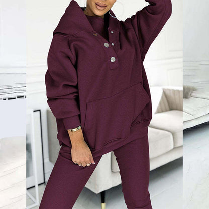 Lounge Sets for Women - 2 Piece Button Thick Outfits Sweatsuit Hoodies with Pants Fall Jogging Track Suits for Women