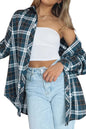 CHYRII Womens Button Down Flannel Shirts Long Sleeve Plaid Shackets Business Casual Blouse Top
