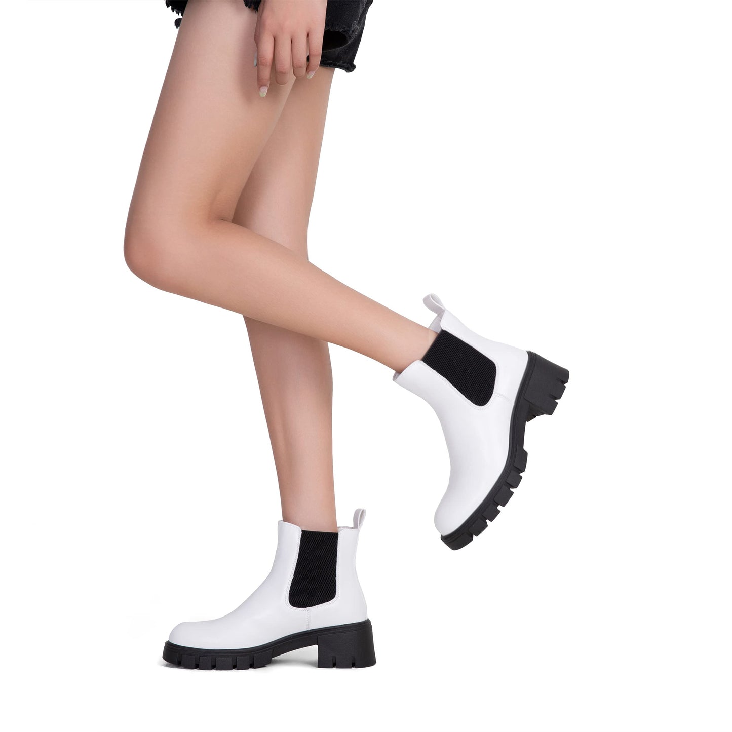 Vepose Women's 936 Chelsea Ankle Boots Platform Lug Sole Elastic Slip on Booties