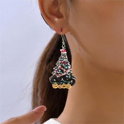 Christmas Earrings for Women Cute Colorful Acrylic Christmas Santa Claus Tree Gingerbread Men Earrings Funny Christmas Cat Dinosaur Earrings Xmas New Year Party Earrings Holiday Earrings