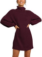 ANRABESS Women Oversized Sweater Dress Turtleneck Batwing Long Sleeve Ribbed Knit Loose 2024 Fall Winter Casual Short Dress