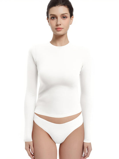 Abonlen Long Sleeve Shirts for Women Crewneck Basic Tees T Shirts Fitted Crop Tops Y2k Going Out Tops