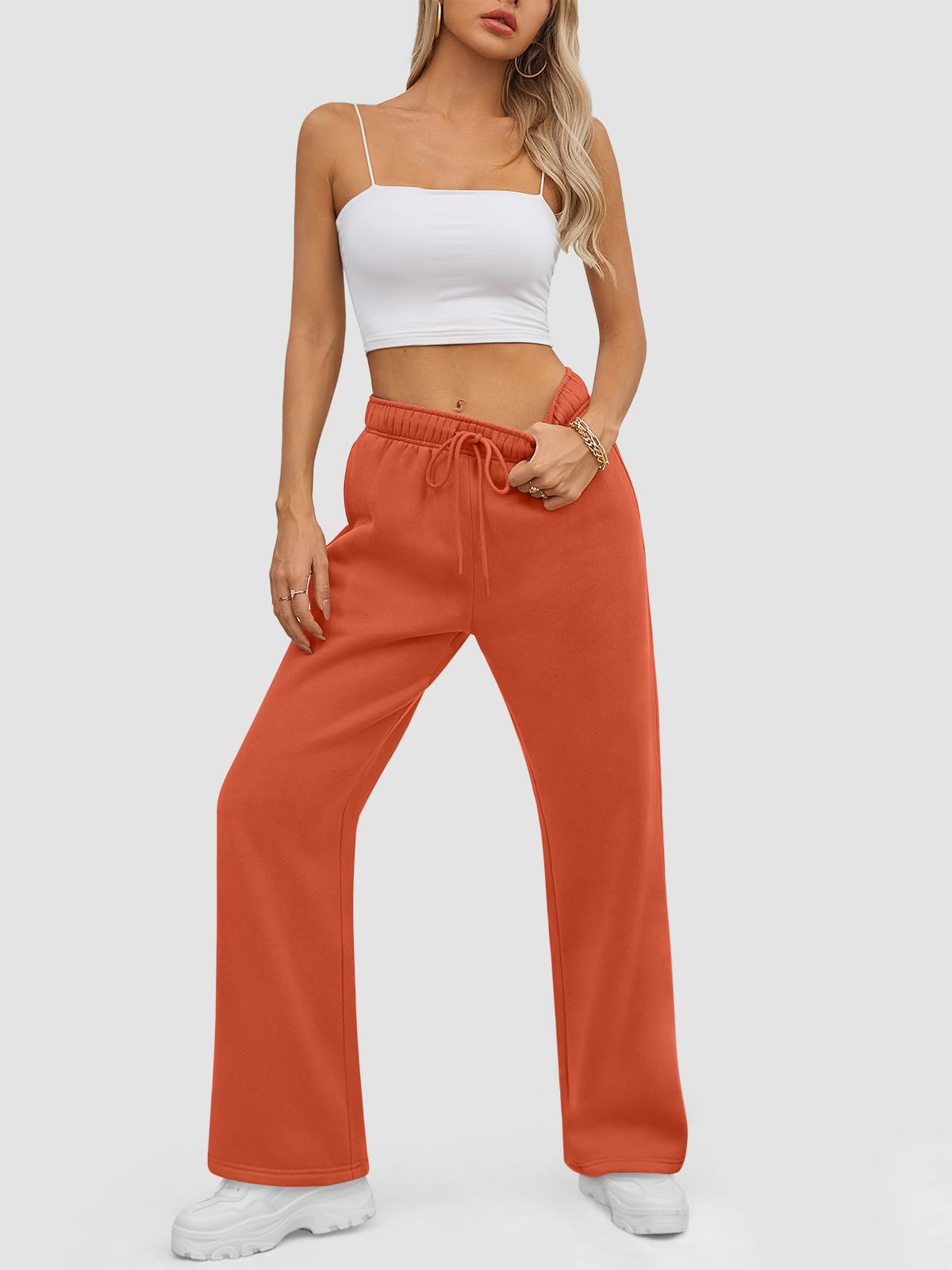 ATHMILE Womens Sweatpants 2024 Baggy Wide Fleece Lined Straight Leg Pants