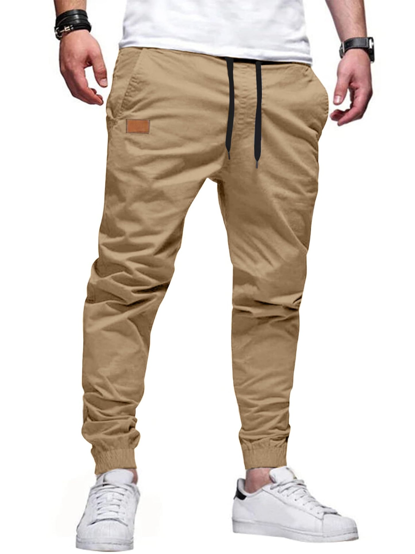 Joggers for Men Cotton Drawstring Chino Cargo Pants Hiking Outdoor Twill Track Jogger Sweatpants