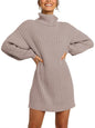 ANRABESS Women Oversized Sweater Dress Turtleneck Batwing Long Sleeve Ribbed Knit Loose 2024 Fall Winter Casual Short Dress