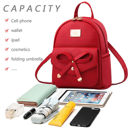 I IHAYNER Girls Bowknot Cute Leather Backpack Mini Backpack Purse for Women