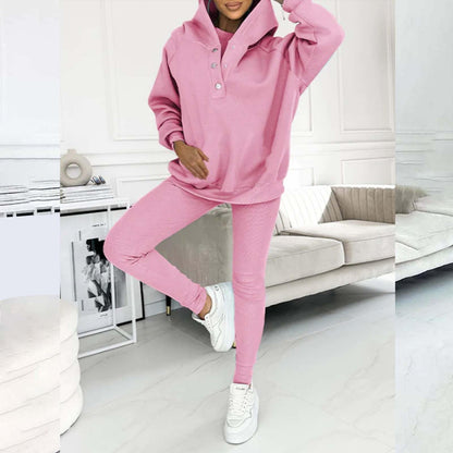 Lounge Sets for Women - 2 Piece Button Thick Outfits Sweatsuit Hoodies with Pants Fall Jogging Track Suits for Women
