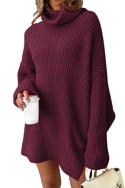 LILLUSORY Womens Turtleneck Oversized Long Sweater Dress 2024 Plus Size Tunic Pullover Knit Fall Dresses