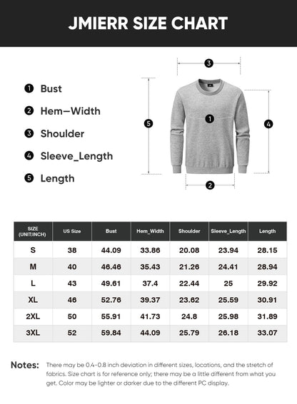JMIERR Men's Casual Long Sleeves Crewneck Sweatshirts Cotton Pullover Sweatshirt for Men
