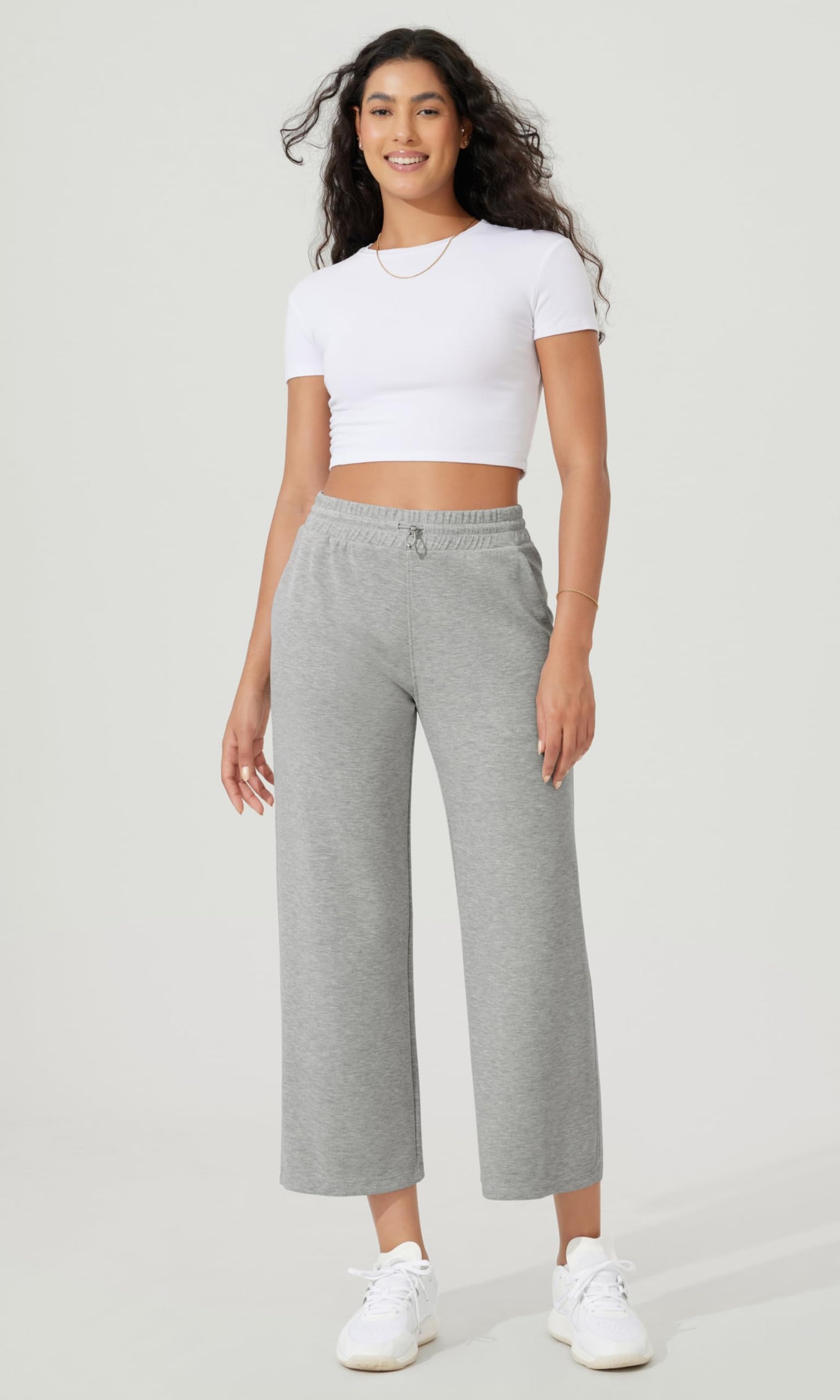 ODODOS Women's Modal Soft Wide Leg Pants with Pockets Adjustable Shockcord High Waist Casual Lounge Pants-27/29/31" Inseam