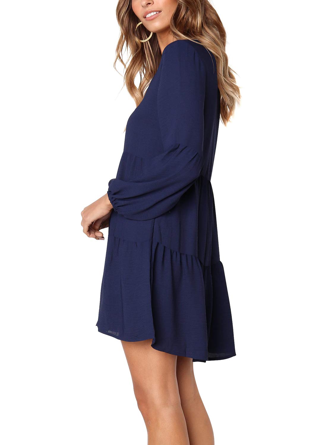 Amoretu Women Summer Tunic Dress V Neck Casual Loose Flowy Swing Shift Dress