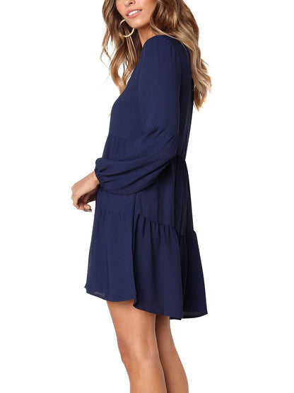 Amoretu Women Summer Tunic Dress V Neck Casual Loose Flowy Swing Shift Dress