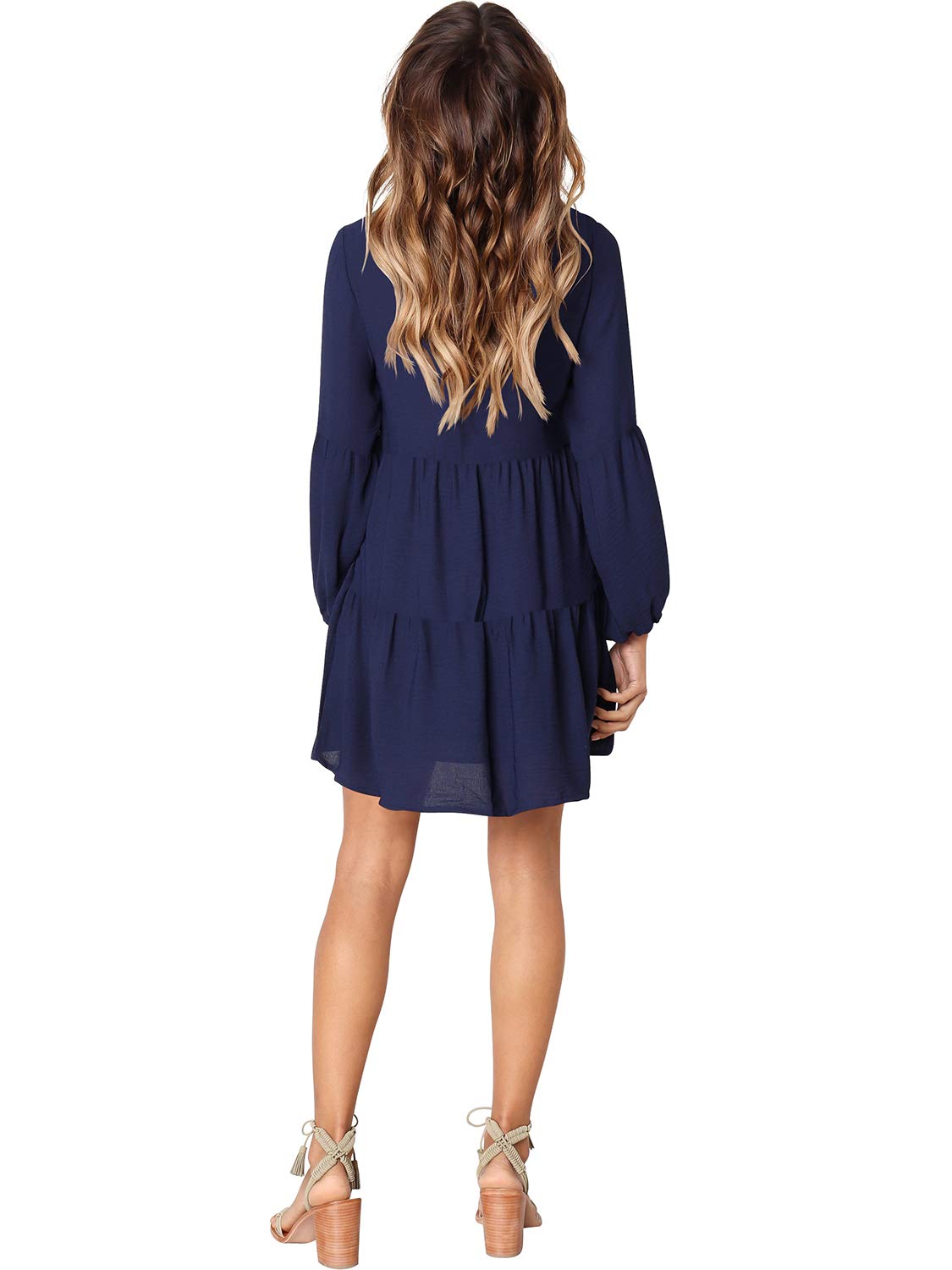 Amoretu Women Summer Tunic Dress V Neck Casual Loose Flowy Swing Shift Dress