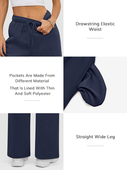 ATHMILE Womens Sweatpants 2024 Baggy Wide Fleece Lined Straight Leg Pants
