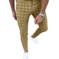 Men's Fashion Stretch Dress Pants Slim Fit Plaid Skinny Long Pants Casual Business Golf Dress Pants