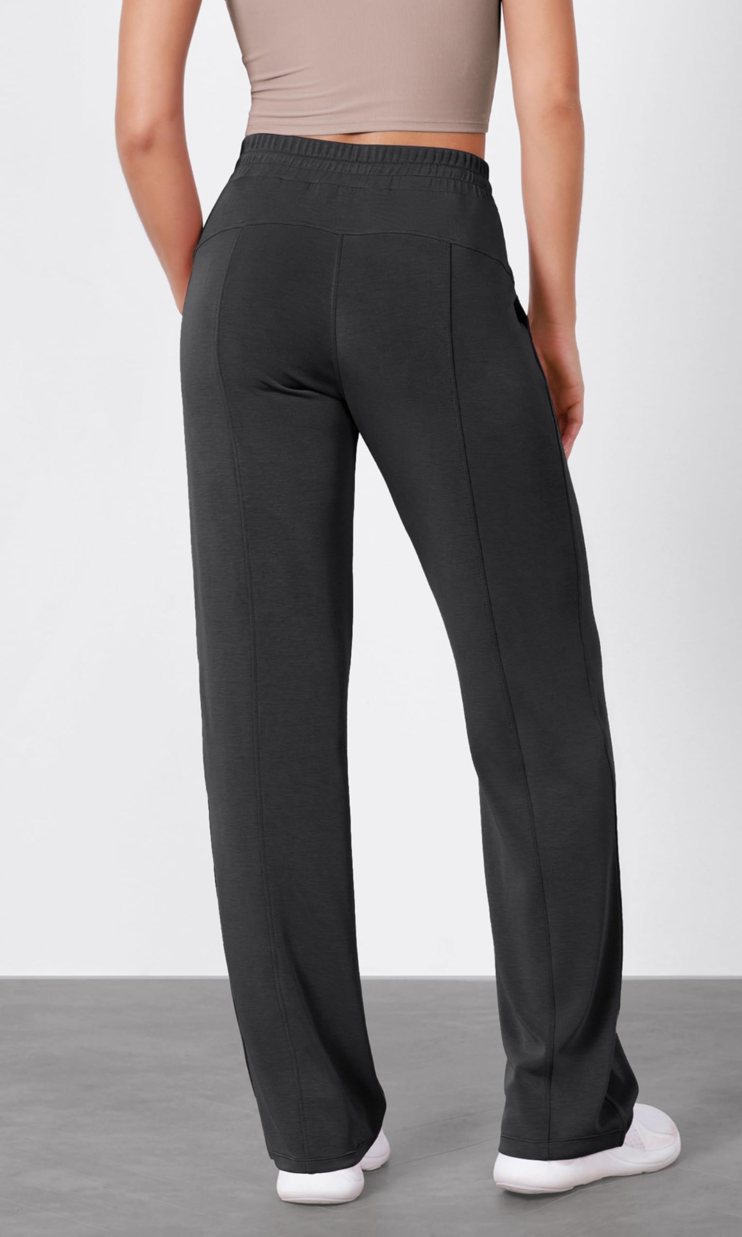 ODODOS Women's Modal Soft Wide Leg Pants with Pockets Adjustable Shockcord High Waist Casual Lounge Pants-27/29/31" Inseam