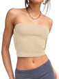 Trendy Queen Womens Tube Tops Strapless Crop Tops Basic Backless Sleeveless Bandeau Going Out Cute 2024 Summer Outfits