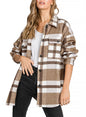 Beaully Women's Flannel Plaid Shacket Long Sleeve Button Down Shirts Jacket Coats with Side Pockets